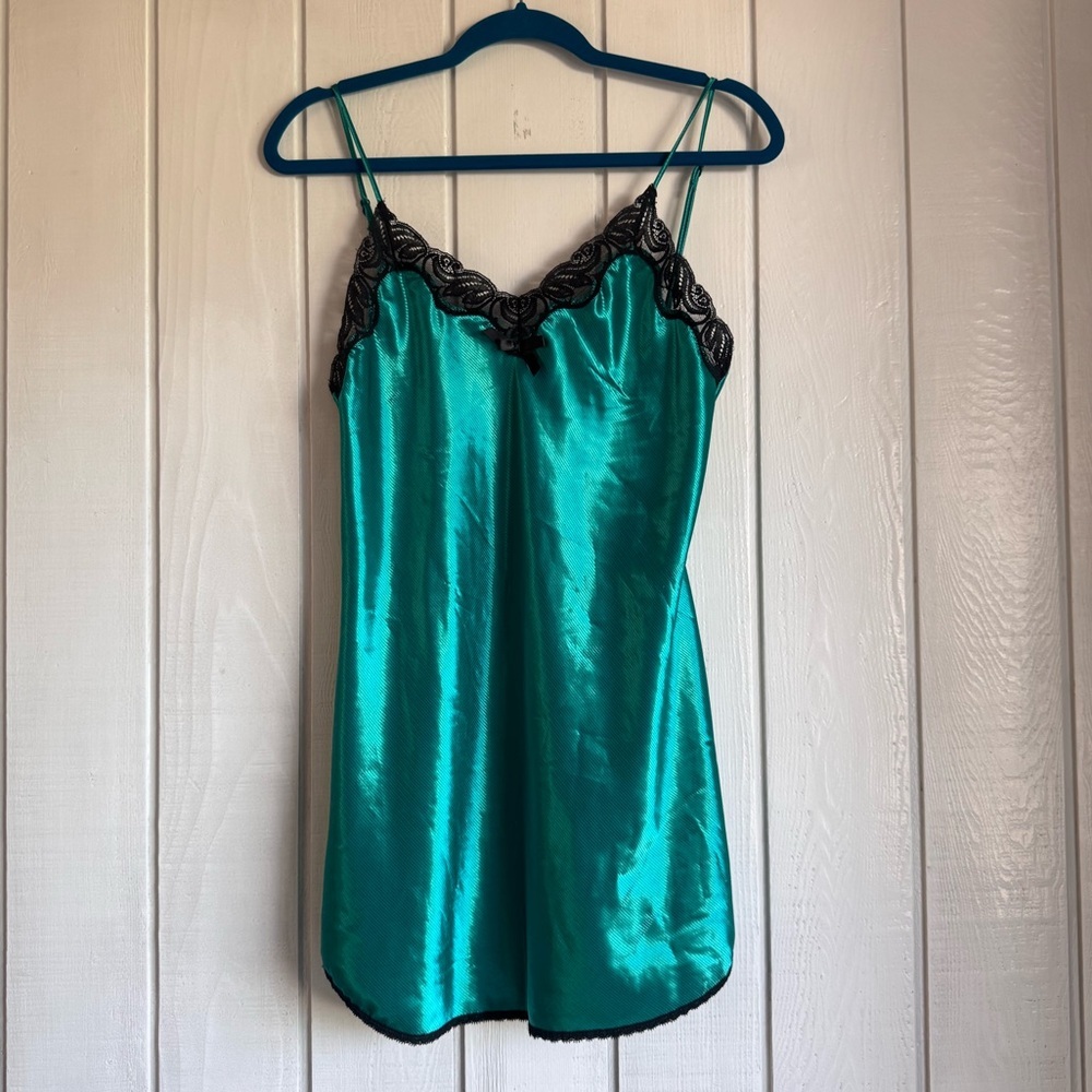Vintage Colesce Collection Teal Green Slip Dress
